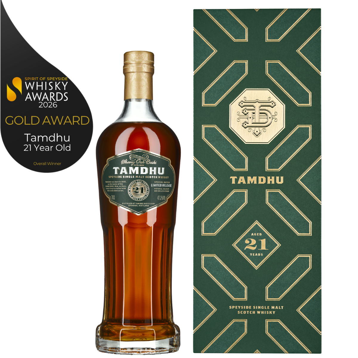 TAMDHU SINGLE MALT WHISKY 70CL 47.5 % 21YO IND BOXl 47.5% 0.7L, Spirits