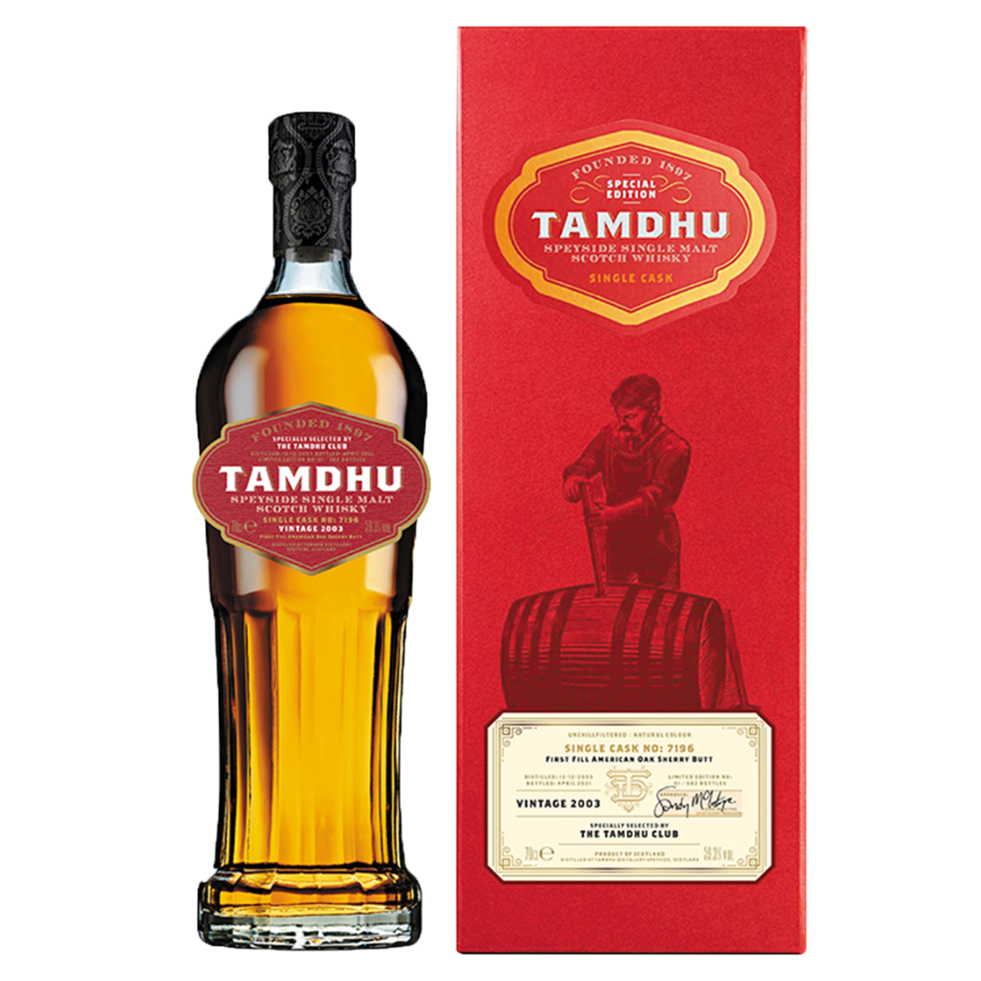 TAMDHU SINGLE MALT WHISKY 70CL 59.3 % CASK NO 7196 IND BOX SOSWF DUTY B 59.3% 0.7L, Spirits